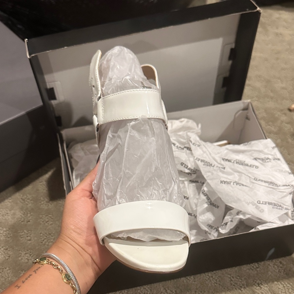 Karl Lagerfeld Glossy White Heels